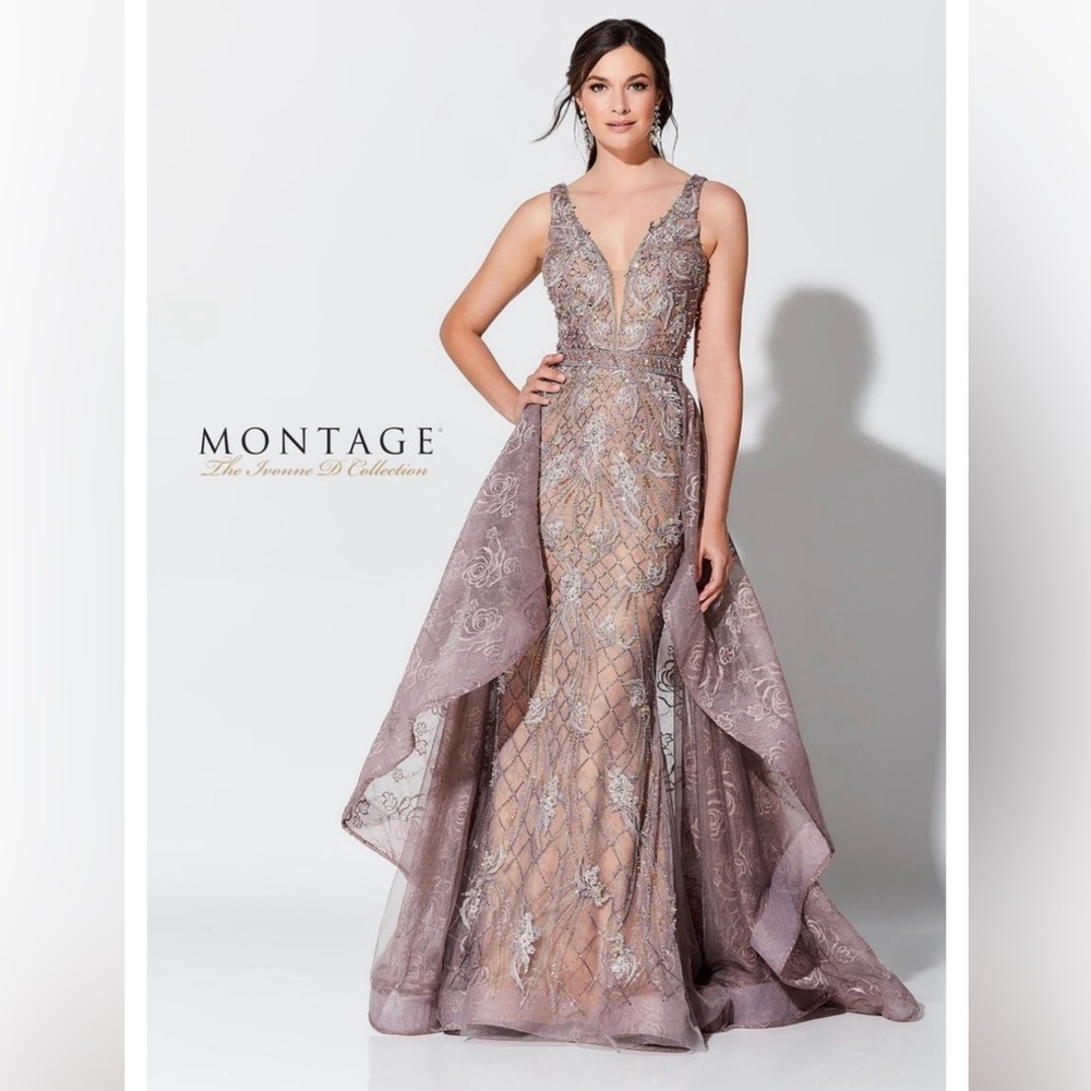 Ivonne Mon Cheri mocha/nude designer gown